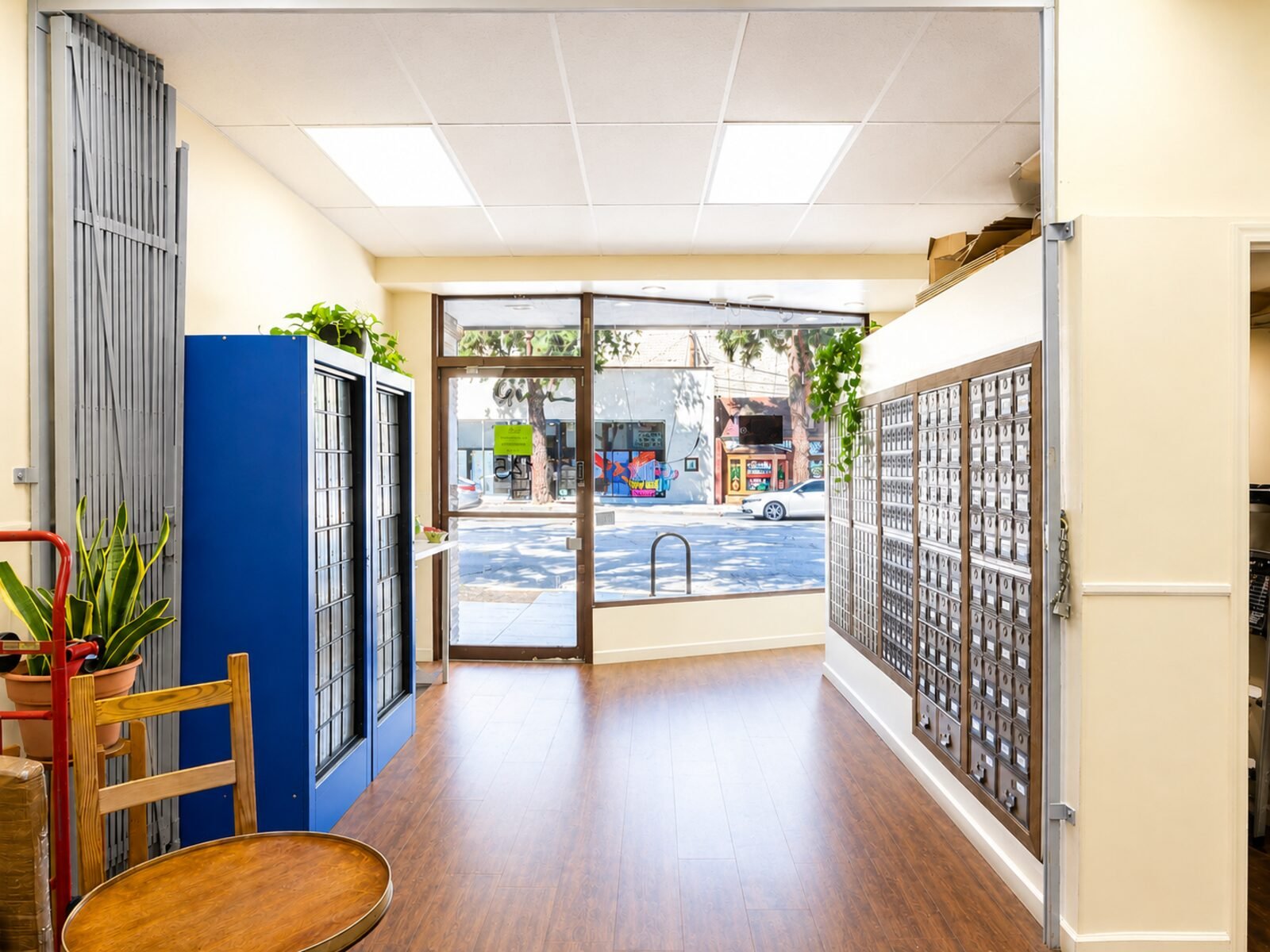 Central Pak & Mail counter and wall of mailboxes in Burbank, CA